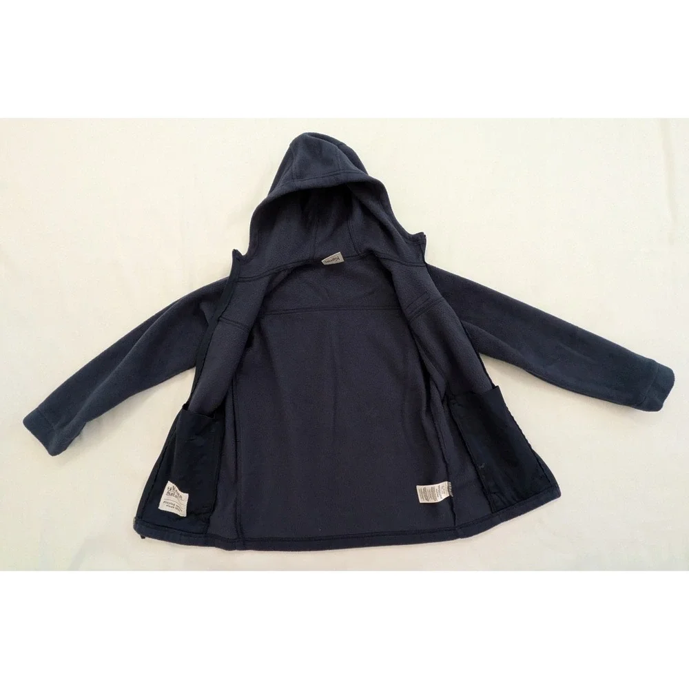 Columbia Fleece Full Zip Hooded Jacket Navy Dark Blue Youth Size M 10/12